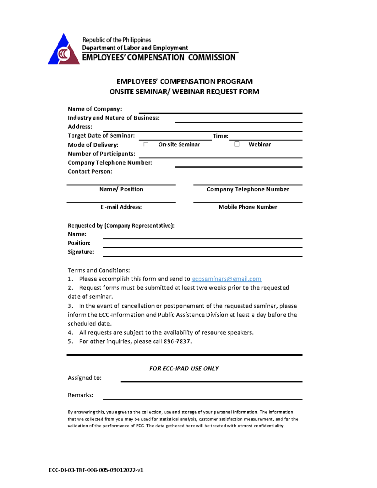 ECP Lecture request form - Time: Requested by (Company Representative ...