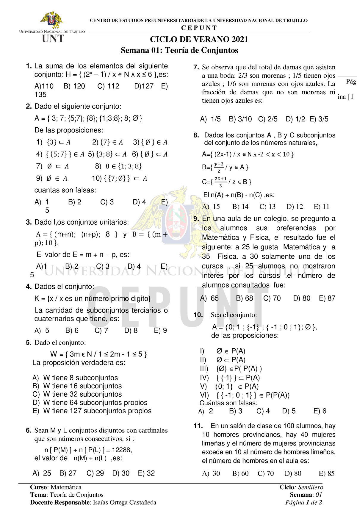 01-S- Teoria DE Conjuntos - Matematicas - UNT - Studocu