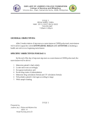 Paraphernalia- Checklist-1 - OUR LADY OF LOURDES COLLEGE FOUNDATION ...