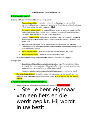 Goederenrecht Samenvatting - Goederenrecht Hoofdstuk 1 Het ...