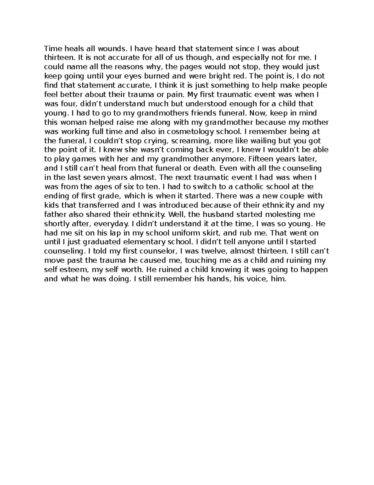 essay about time heals