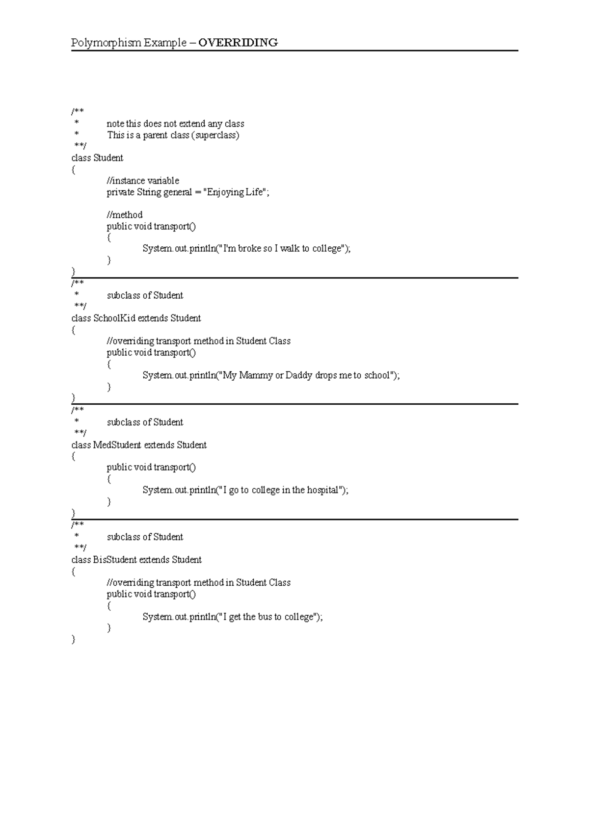 Overriding - Notes on how to override variables in java from the labs ...