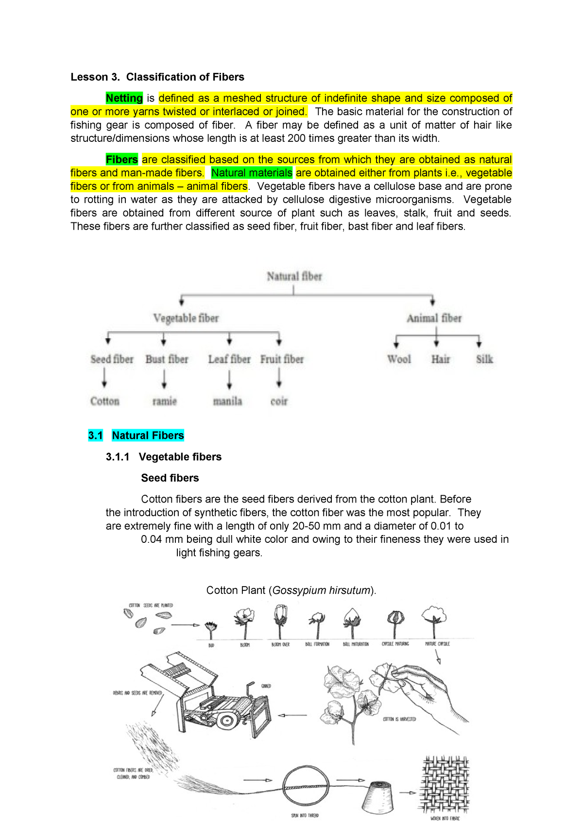 Lesson 3 and 4 Fishing Gear Materials Lesson 3. Classification of