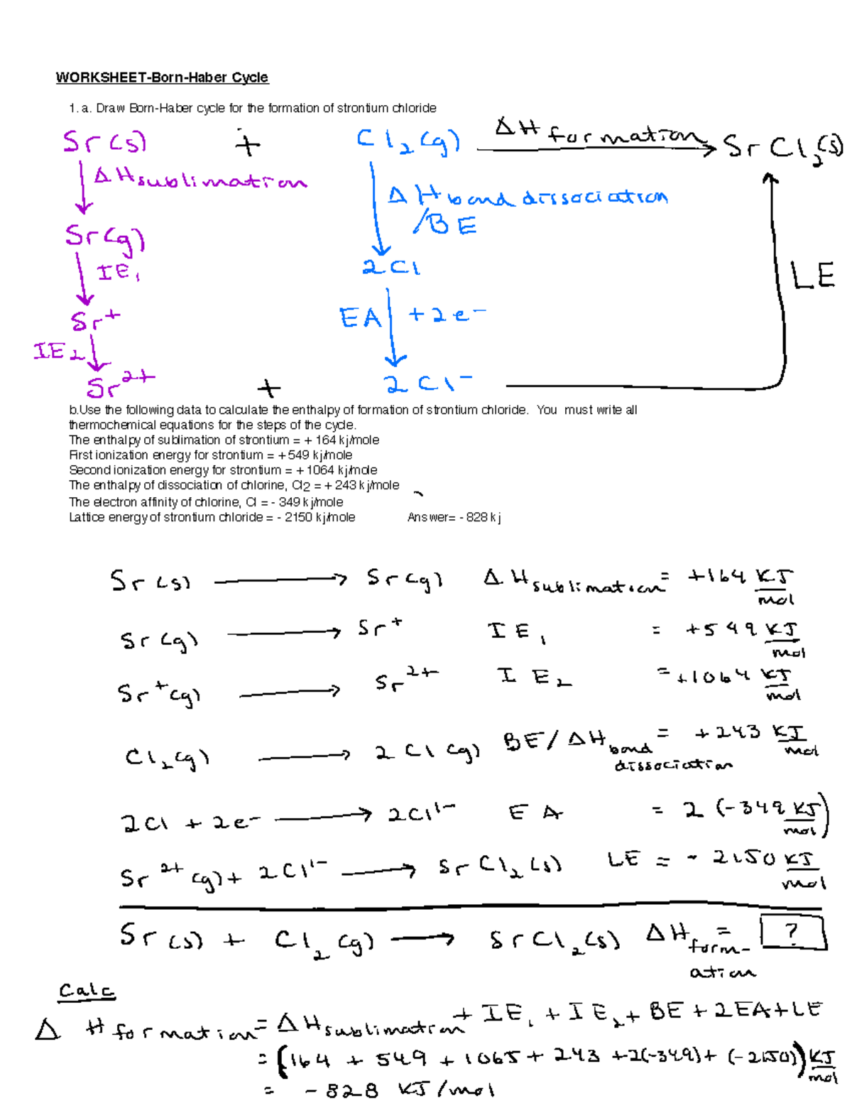 Worksheet Born-Haber Cycle Answer Key PDF - WORKSHEET-Born-Haber Cycle ...