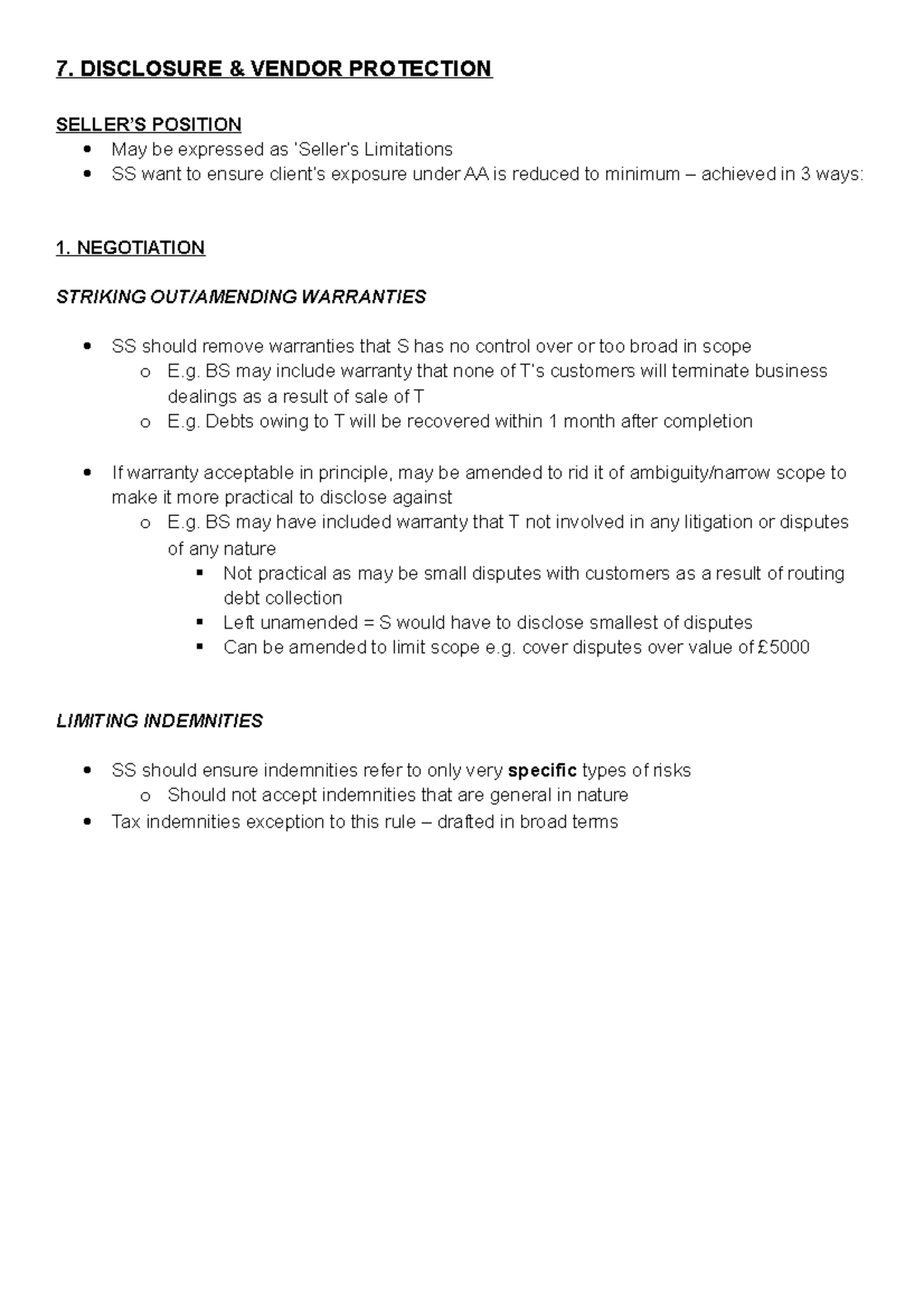 7 Disclosure Vendor Protection - 7. DISCLOSURE & VENDOR PROTECTION ...