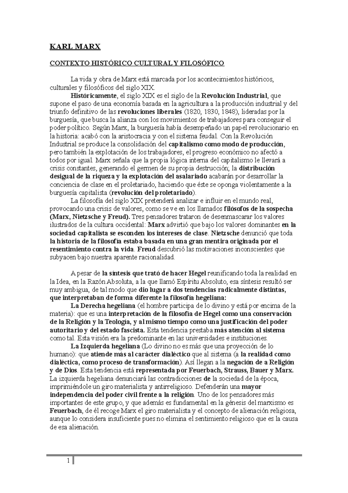 KARL MARX - Karl marx - KARL MARX CONTEXTO HISTÓRICO CULTURAL Y ...