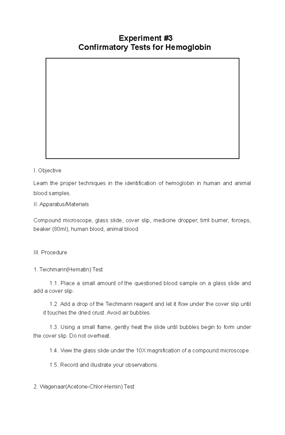 Experiment3 FORENSIC CHEMISTRY EXPERIMENT. Experiment Confirmatory