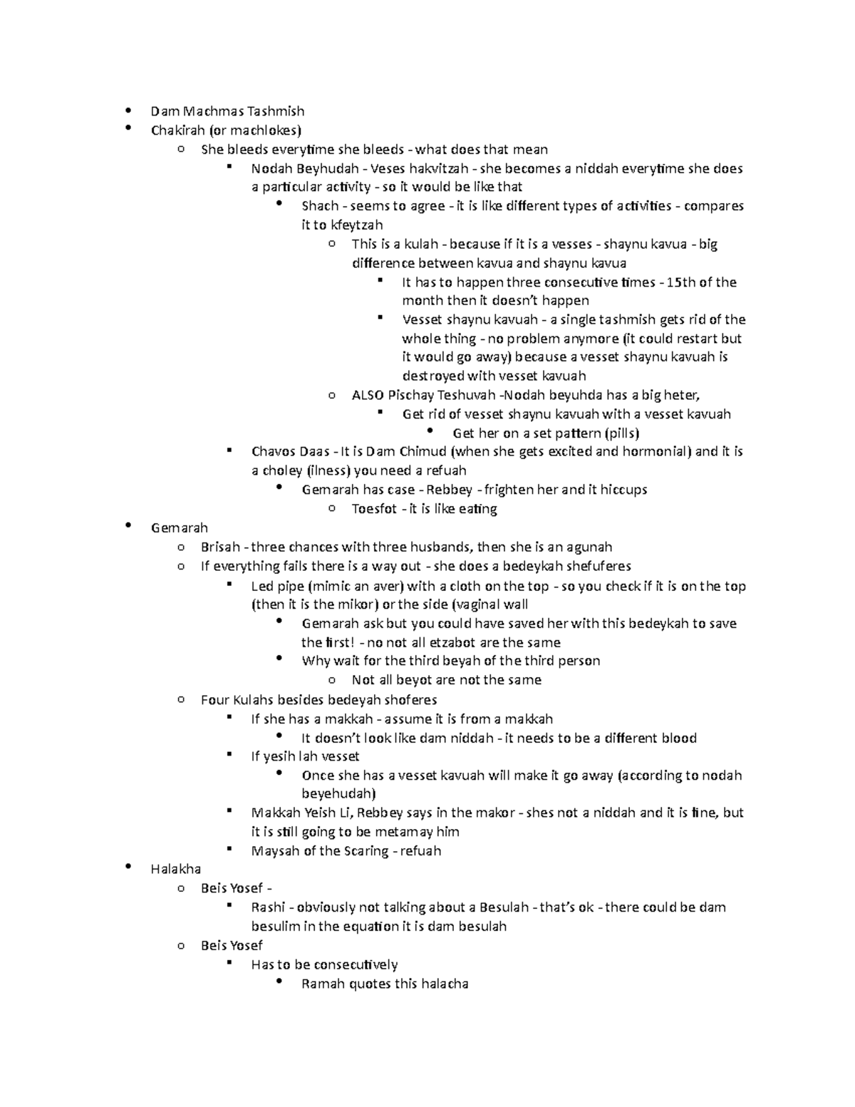 Hal. Niddah 187-8 - Lecture notes 187-8 - Dam Machmas Tashmish Chakirah ...