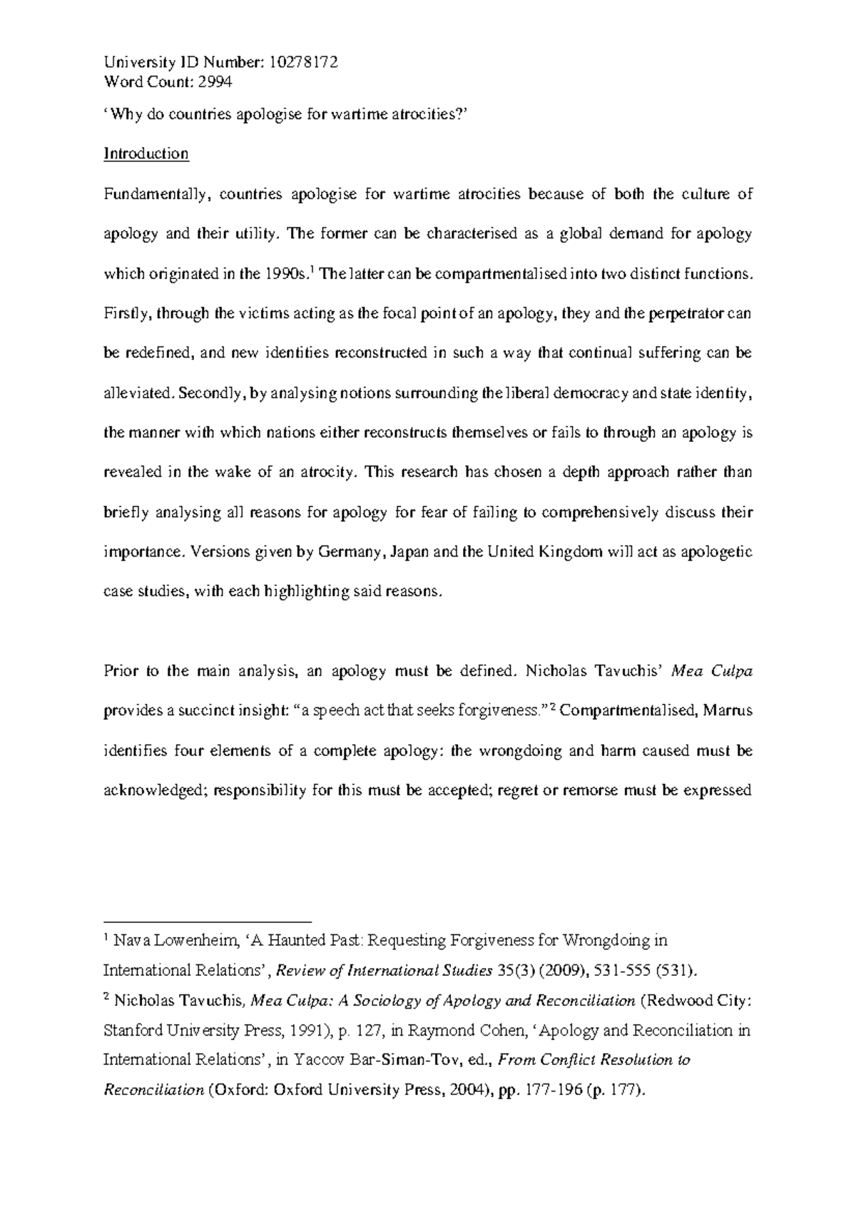 Why Do Countries Apologize for Wartime Atrocities? Studocu