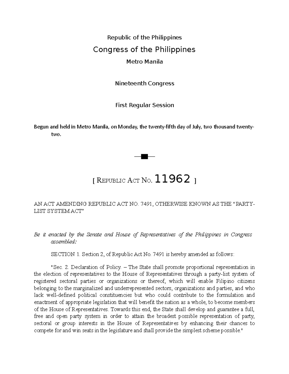STAT CON Task No - Criminal Law - Republic of the Philippines Congress ...
