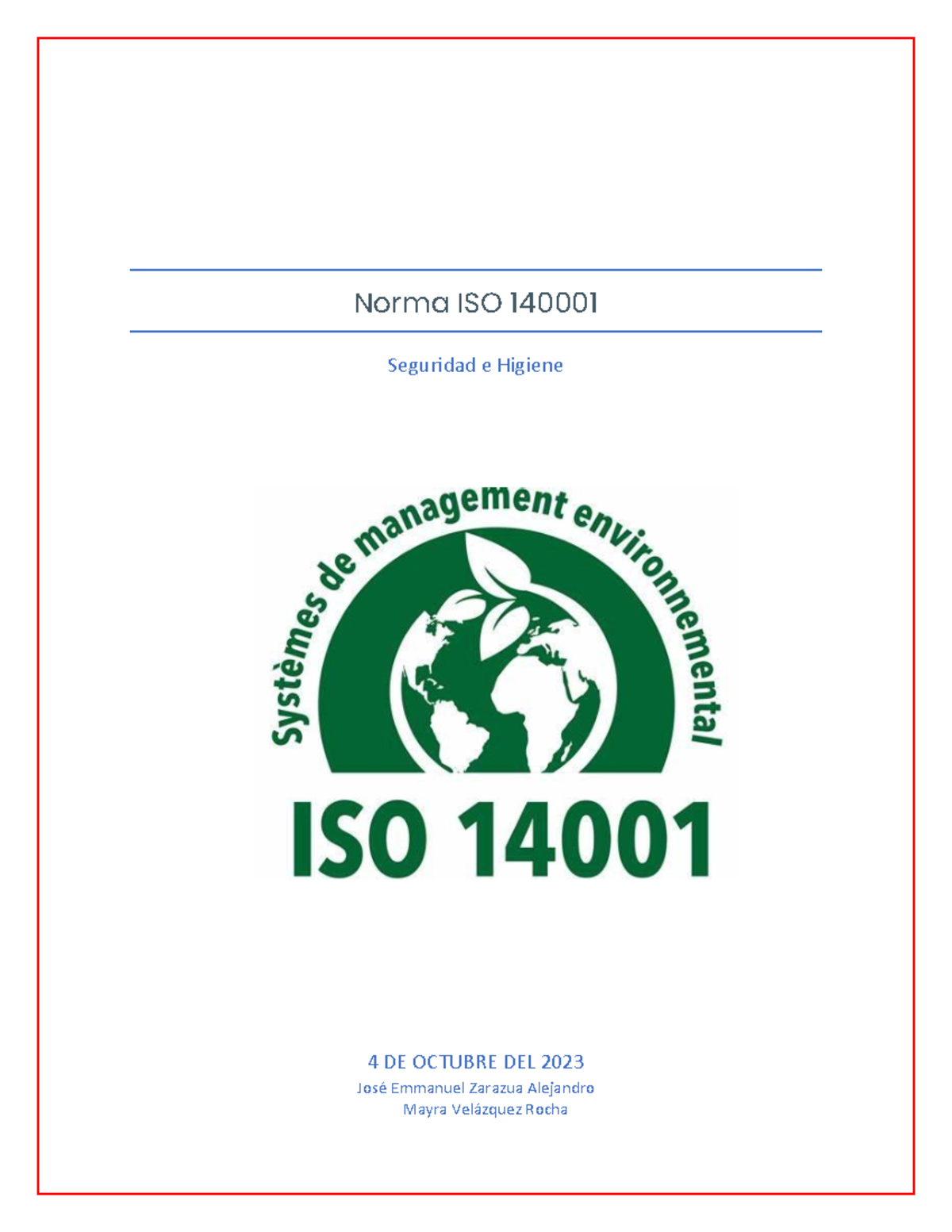 Zarazua Alejandro Jose Emmanuel Norma ISO 140001 - Norma ISO 140001 ...