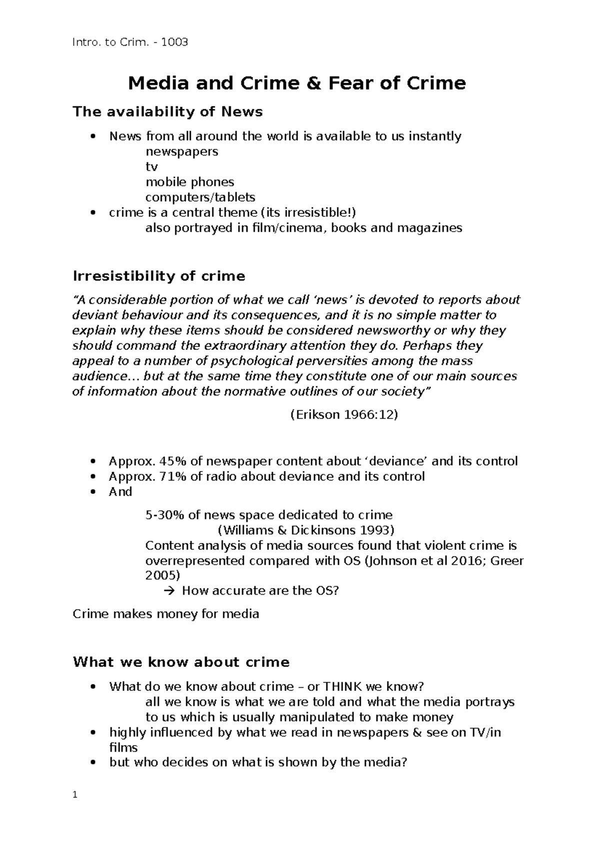 Media and crime and fear of crime - Media and Crime & Fear of Crime The ...