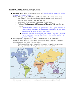 Species richness by biogeographical area and provinces