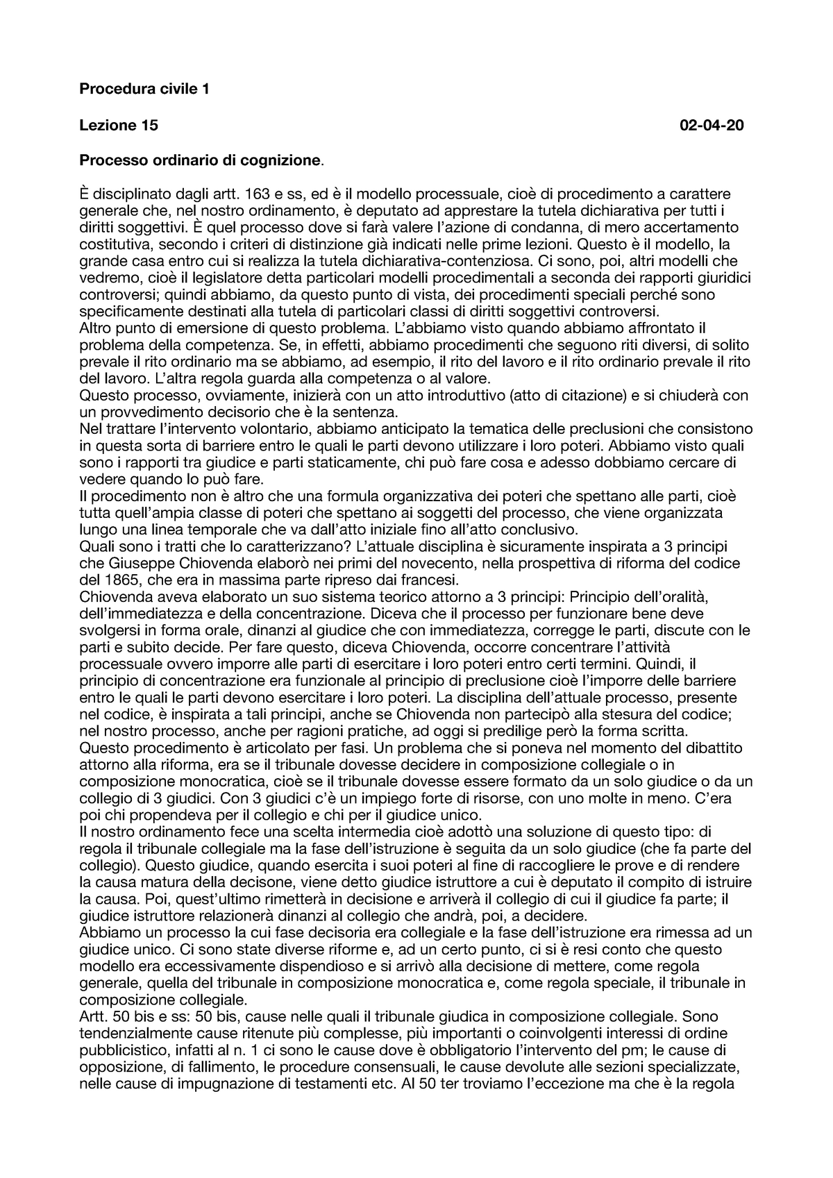 Il Processo Ordinario Di Cognizione - Procedura Civile 1 Lezione 15 02 ...