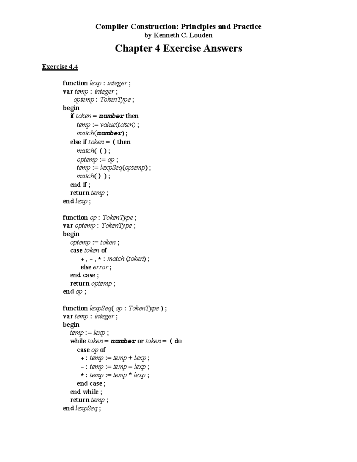 Ch4ans - Solution To Chapter 4 Questions - Compiler Construction ...