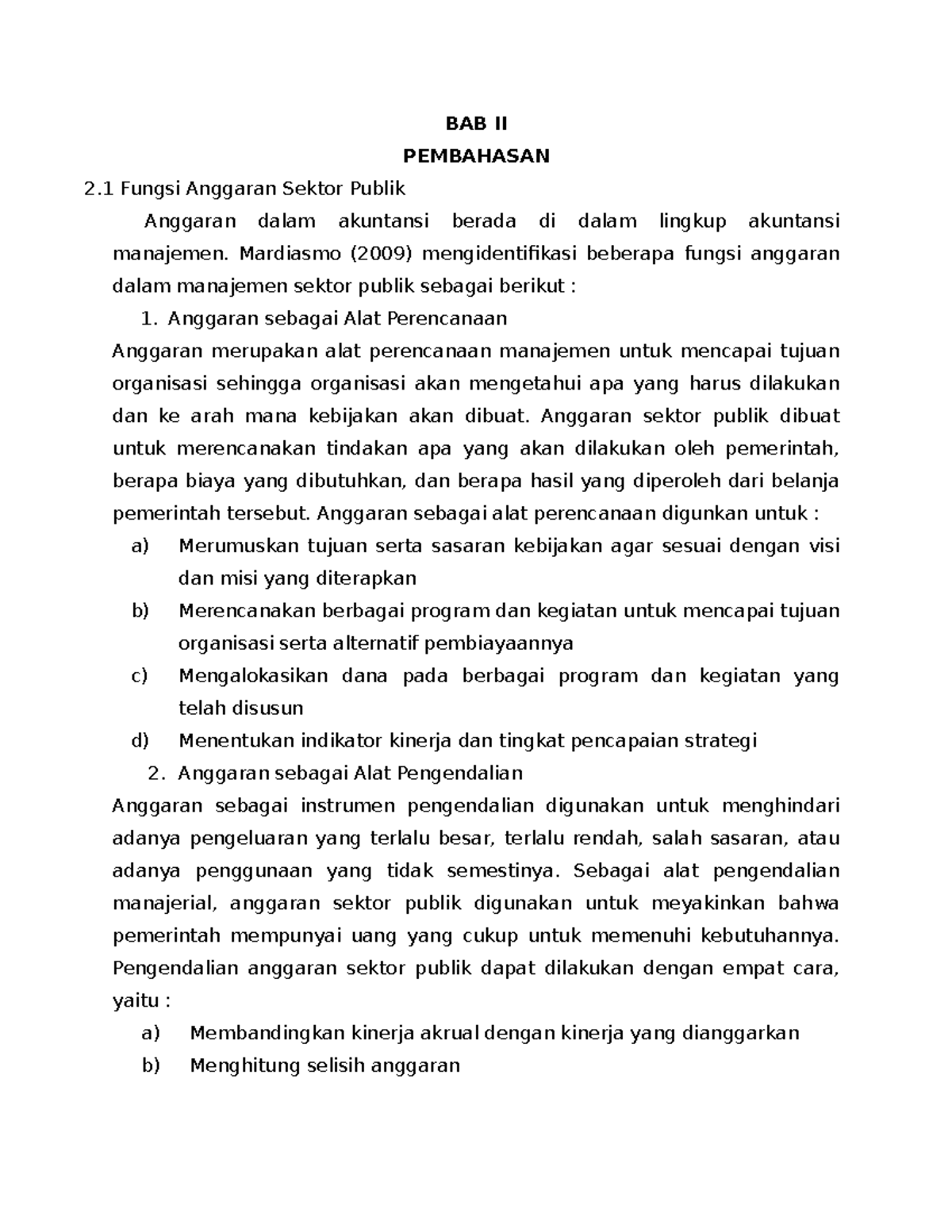 BAB II - Akm - BAB II PEMBAHASAN 2 Fungsi Anggaran Sektor Publik ...