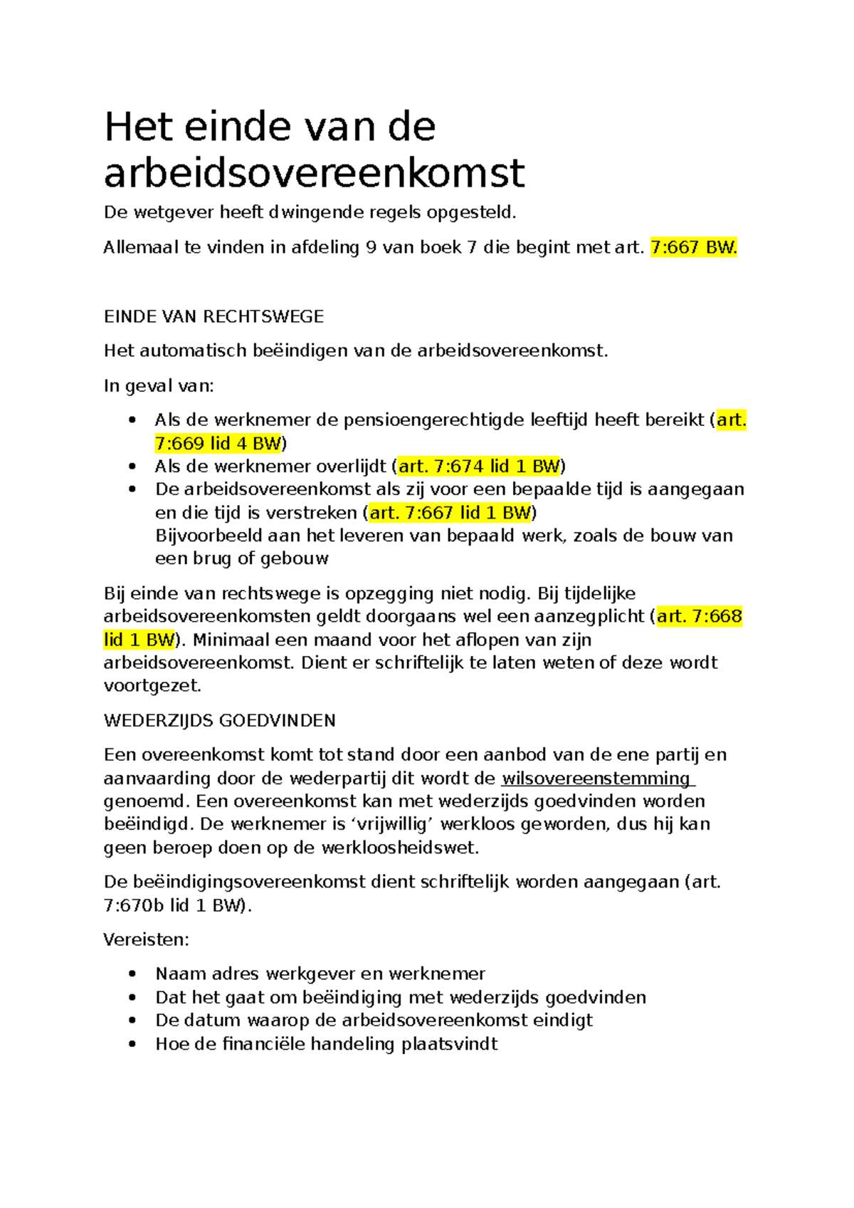 Het Einde Van De Arbeidsovereenkomst - Het Einde Van De ...