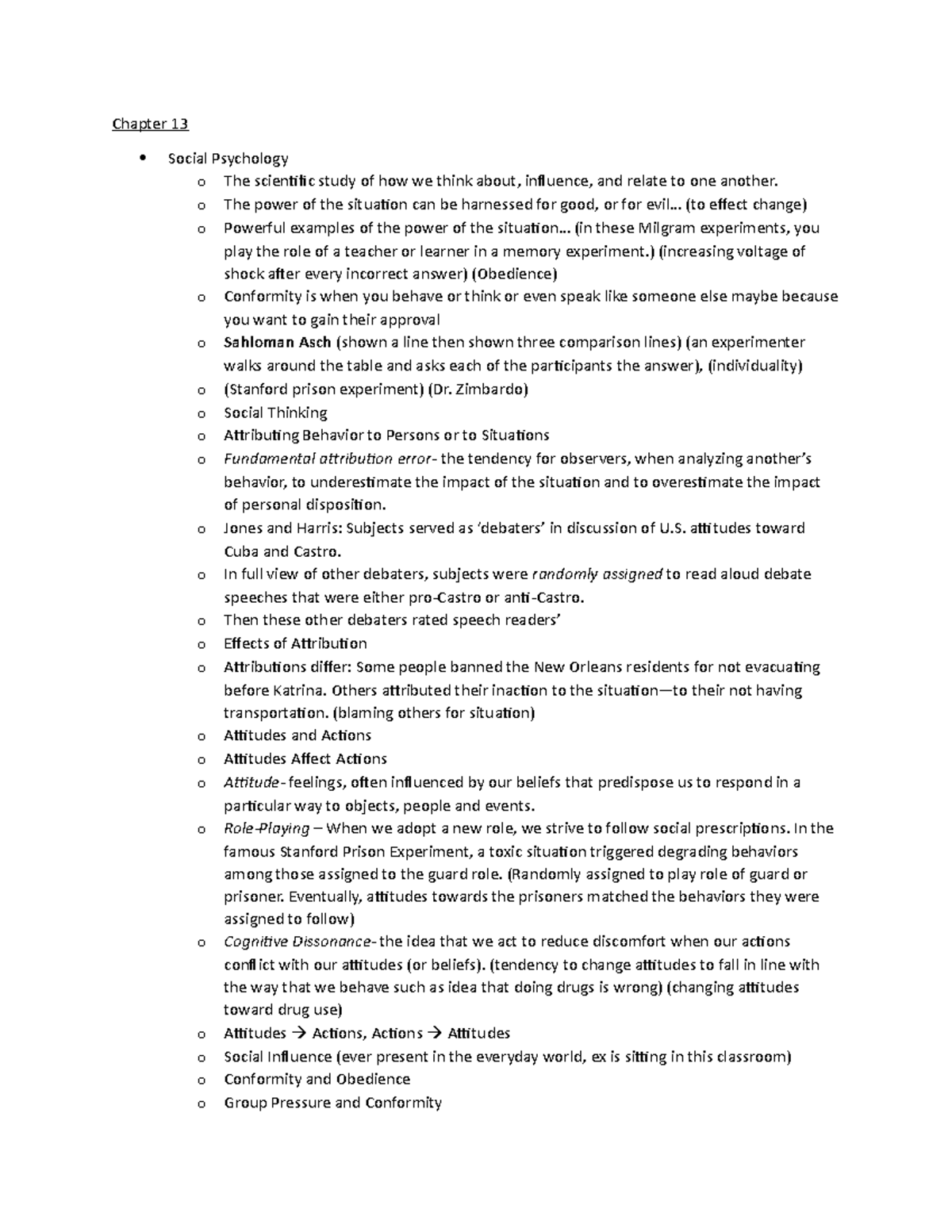 Psych lecture notes chapter 13 - Chapter 13 Social Psychology o The ...