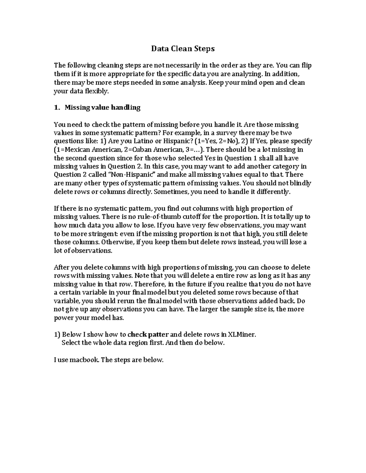 Data Mining Notes Data Cleaning Steps - Data Clean Steps The following ...