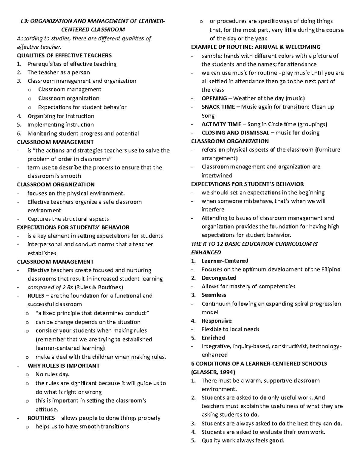 Facilitating - Lecture - L3: ORGANIZATION AND MANAGEMENT OF LEARNER ...