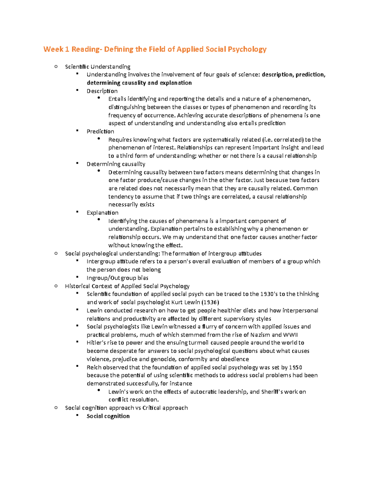 Midterm 1 notes - Week 1 Reading- Defining the Field of Applied Social ...