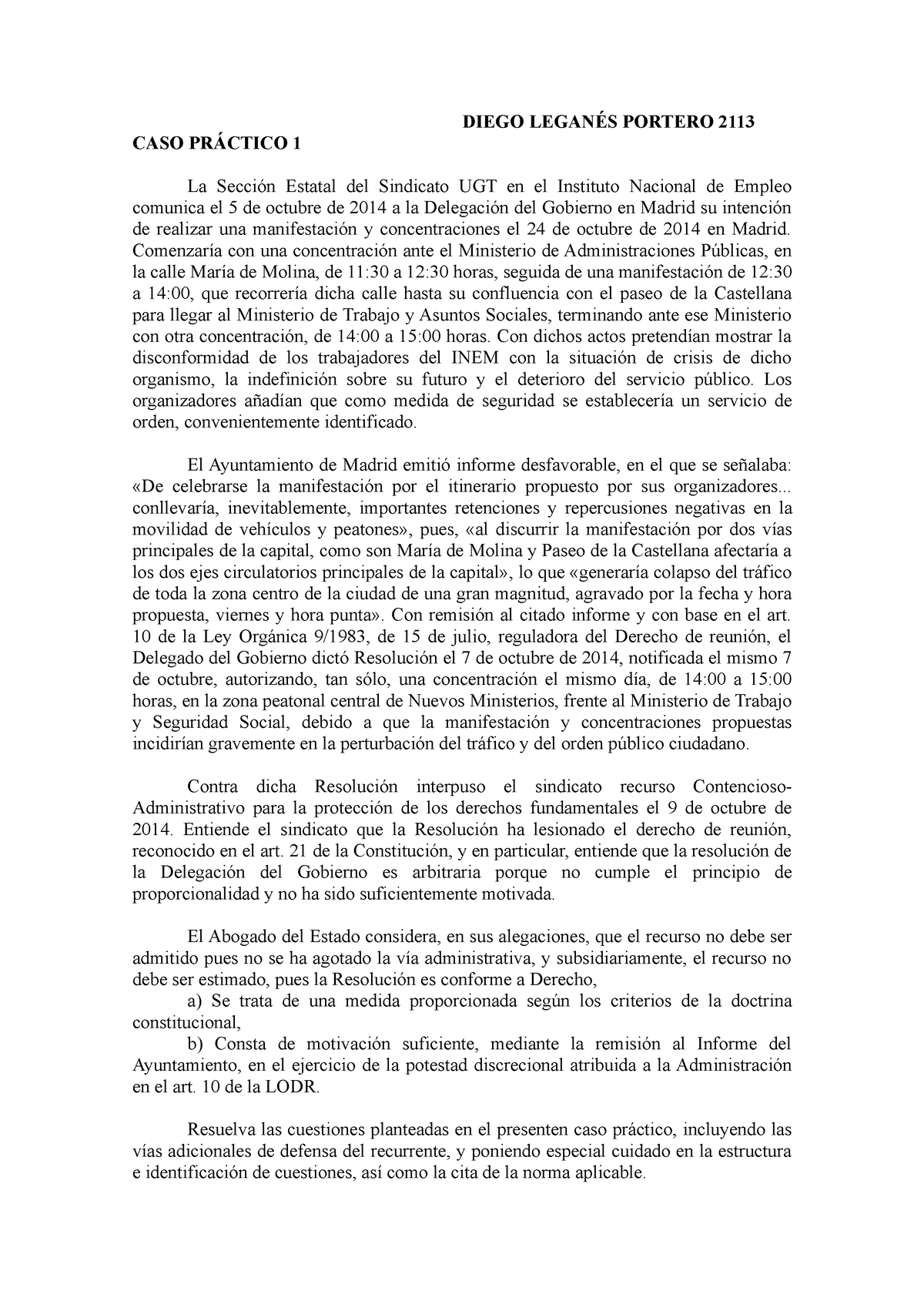 Caso 1 FDA - fda - DIEGO LEGANÉS PORTERO 2113 CASO PRÁCTICO 1 La ...