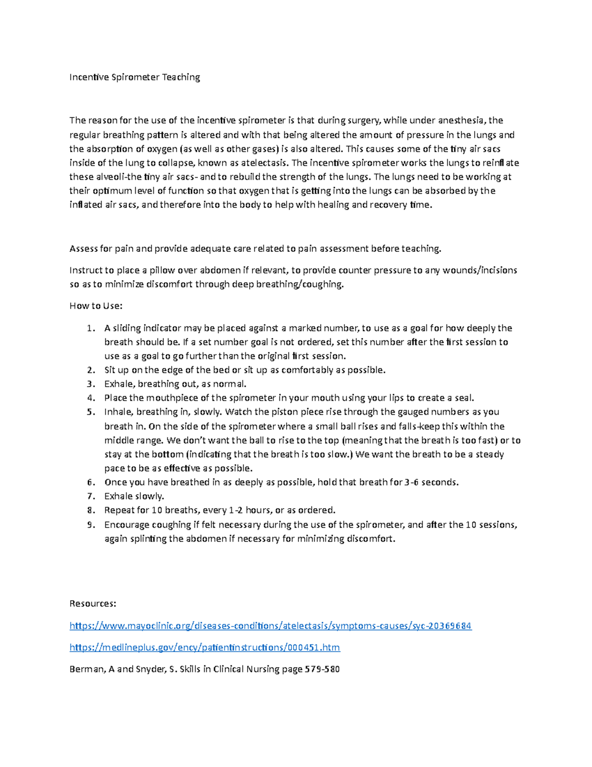 Incentive Spirometer Teaching Plan Template Doc Stude vrogue.co