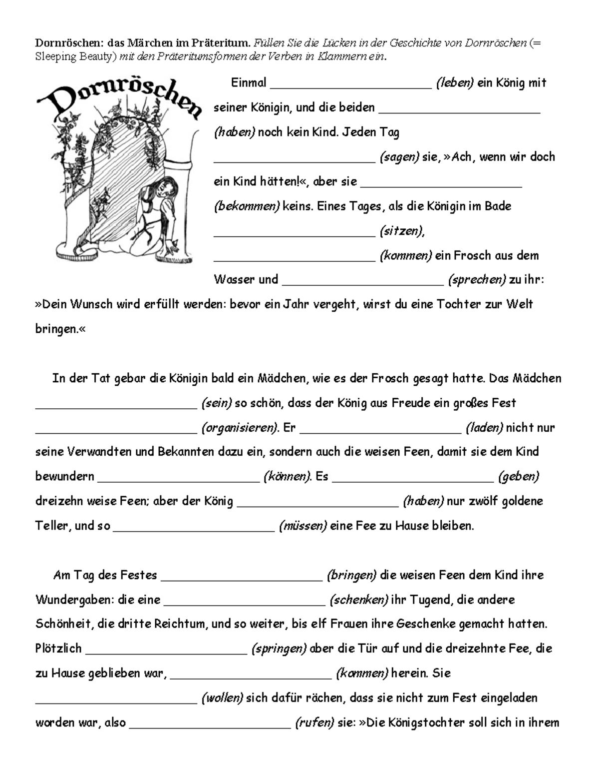 Copy of Dornröschen - Practice exercises - Dornröschen: das Märchen im