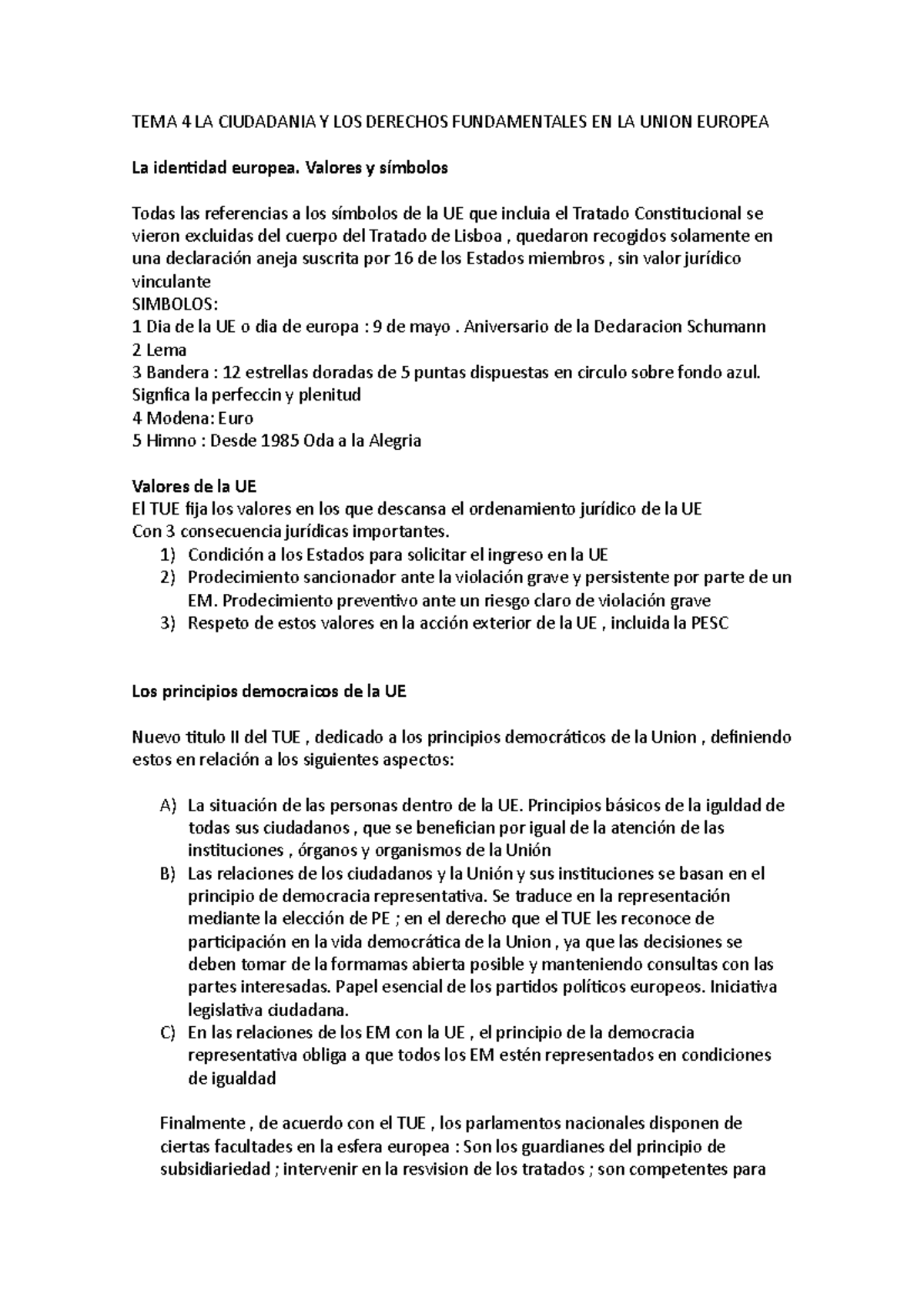 TEMA 4 DUE LA Ciudadania Y LOS Derechos Fundamentales EN LA Union ...