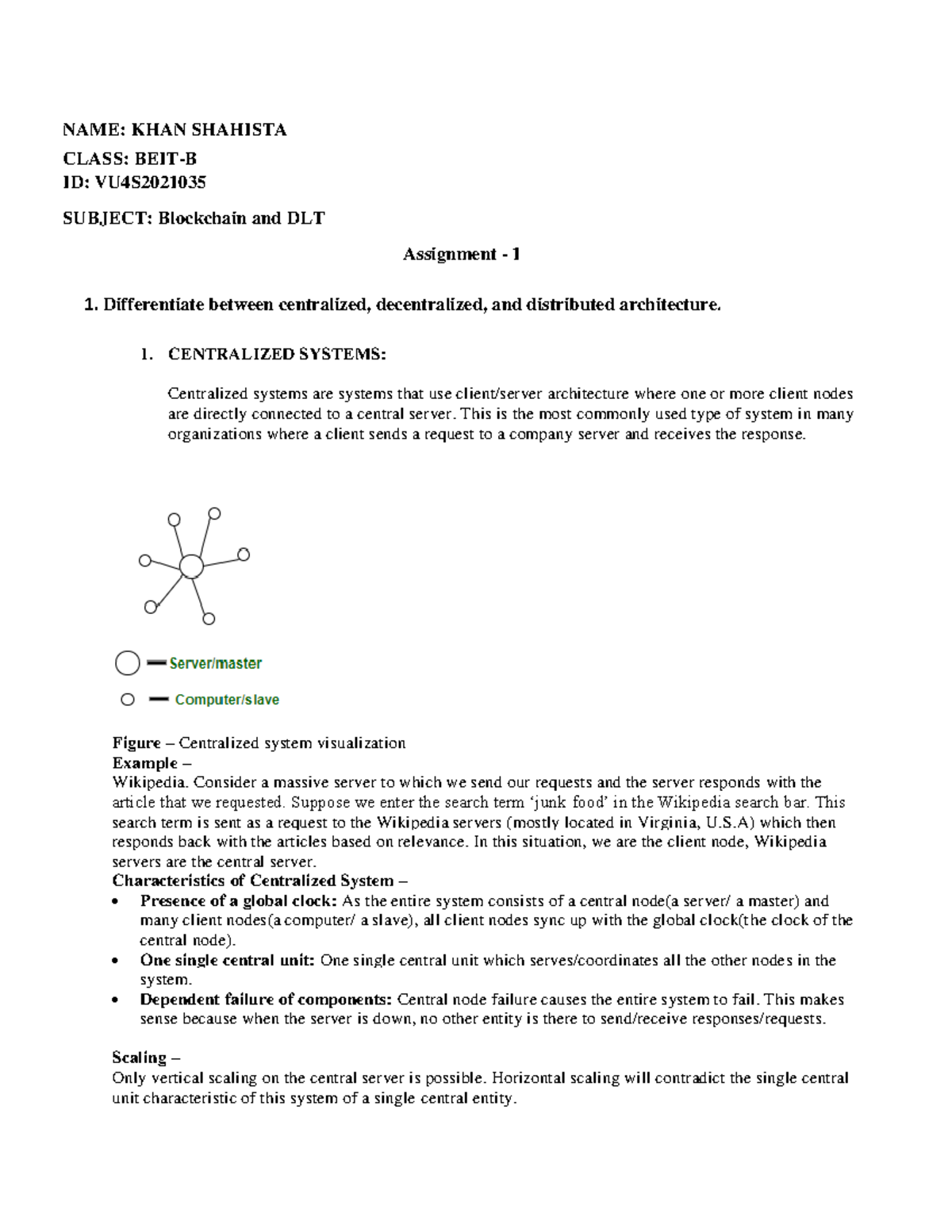 Blockchain Assignment 1 - NAME: KHAN SHAHISTA CLASS: BEIT-B ID: VU4S ...