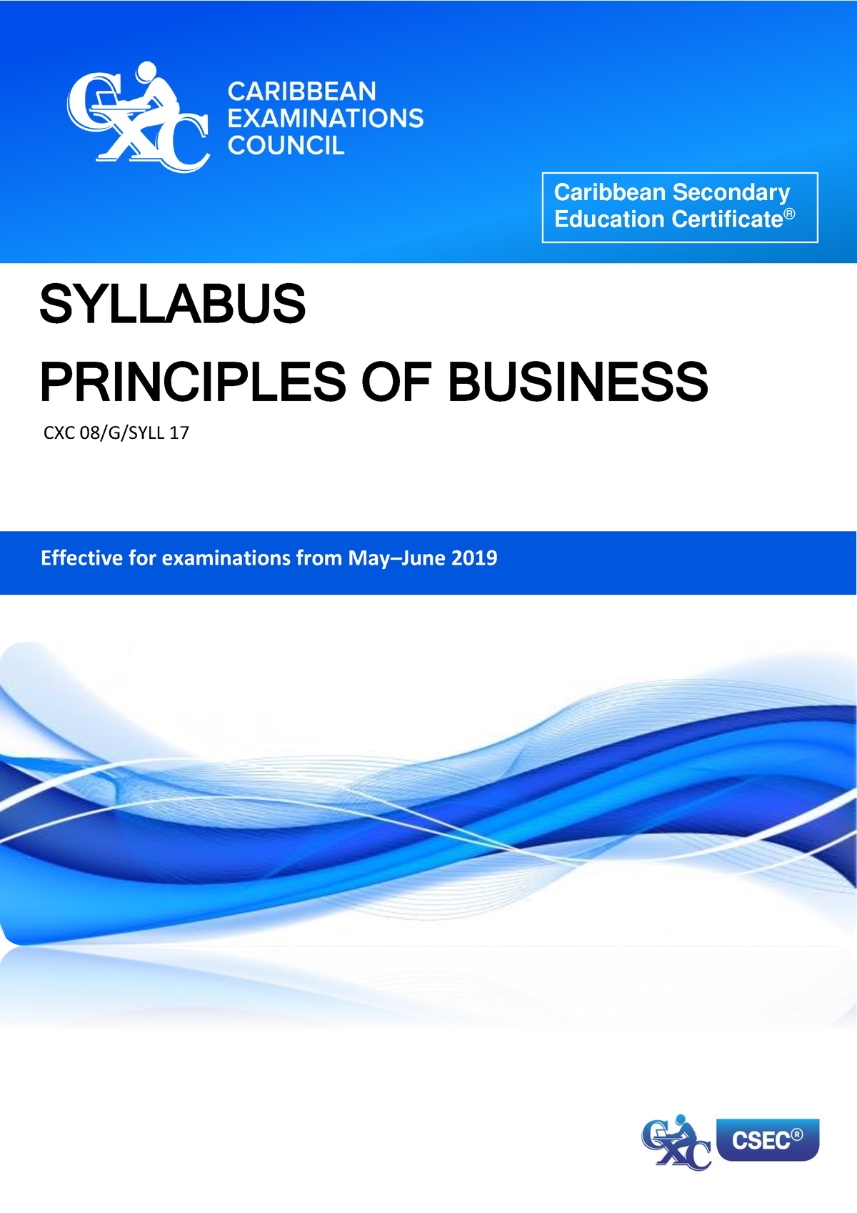 POB NEW Syllabus - Gugu - SYLLABUS PRINCIPLES OF BUSINESS CXC 08/G/SYLL ...