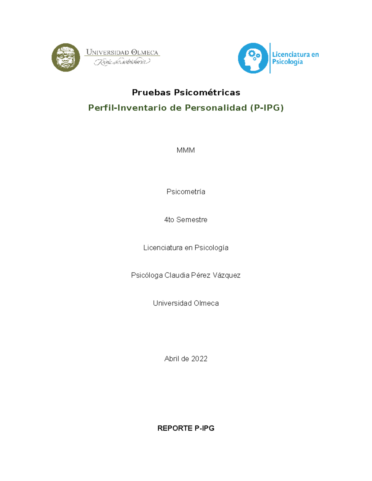 Ejempli P IPG - IRT - ejemplo ipg - Pruebas Psicométricas Perfil ...