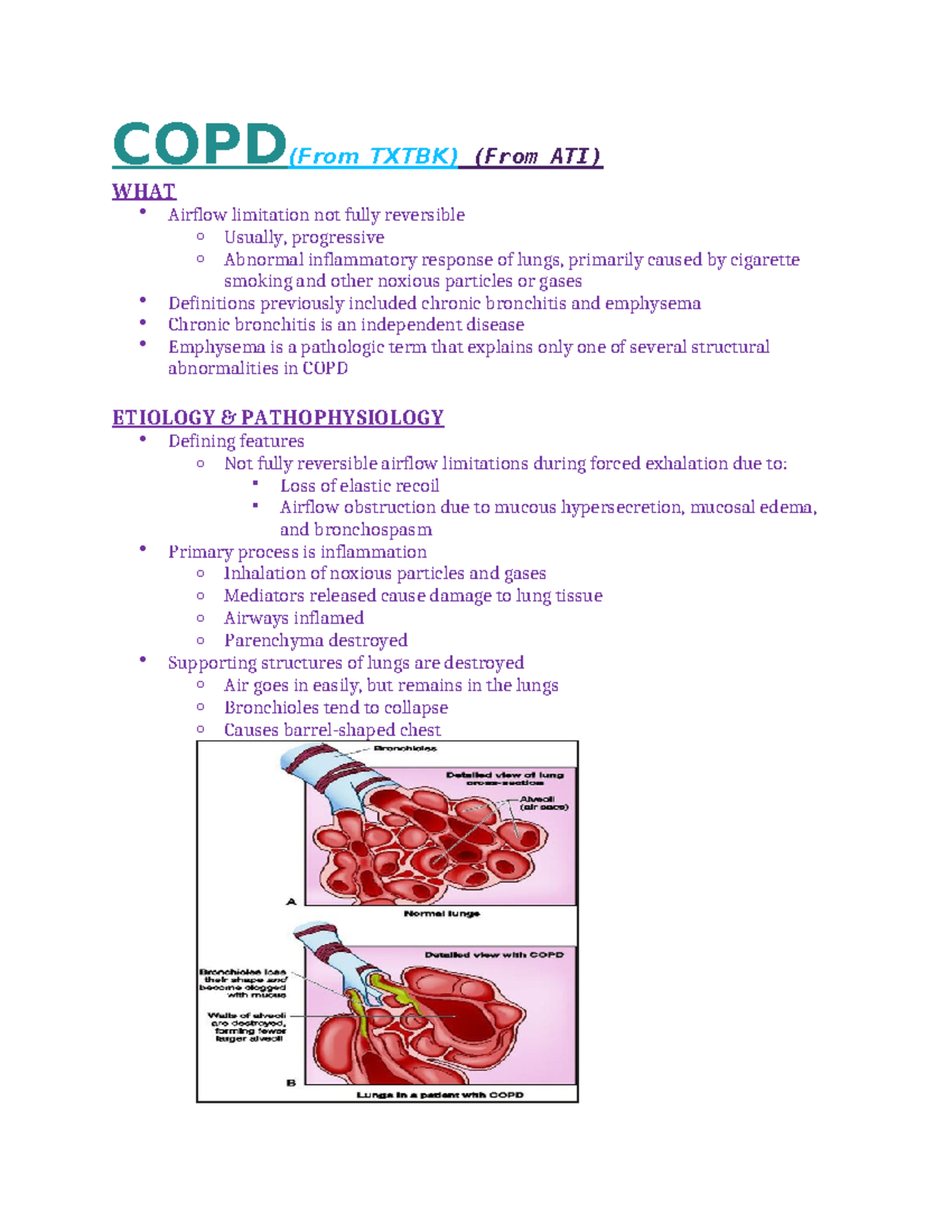 Med-Surg 1 COPD Notes 2022 copy - COPD(From TXTBK) (From ATI) WHAT ...