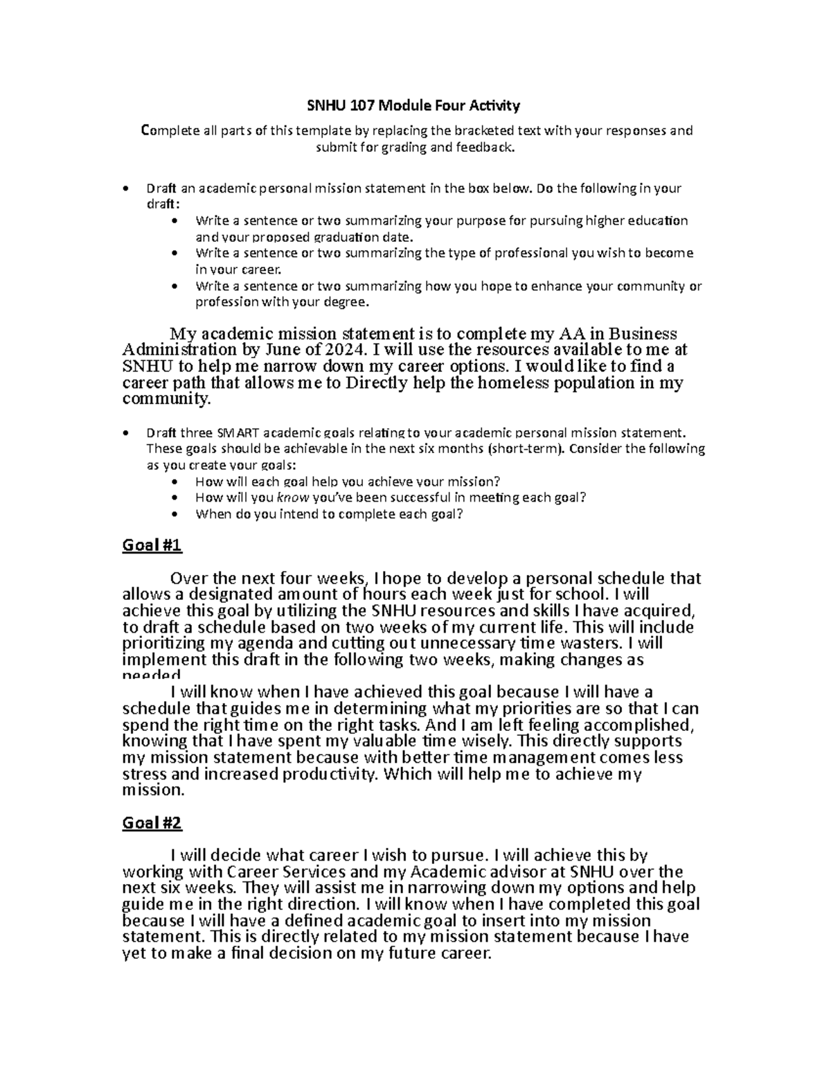 Module Four Activity Beth - SNHU 107 Module Four Activity Complete all ...