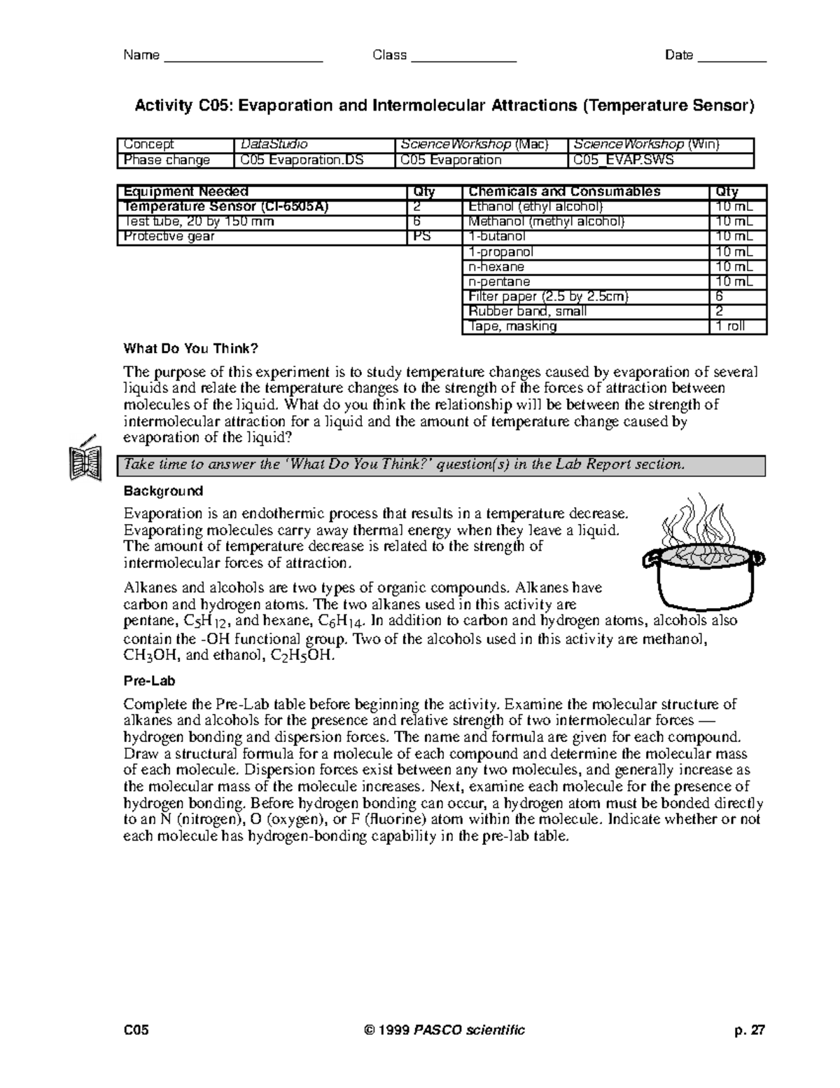 C05Evaporation Lab Name _____________________ Class