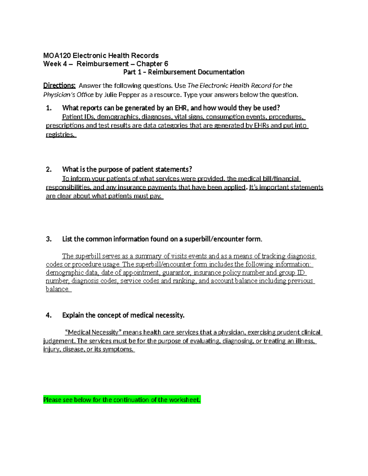 MOA120 Wk4Assignment Finished - MOA120 Electronic Health Records Week 4 ...