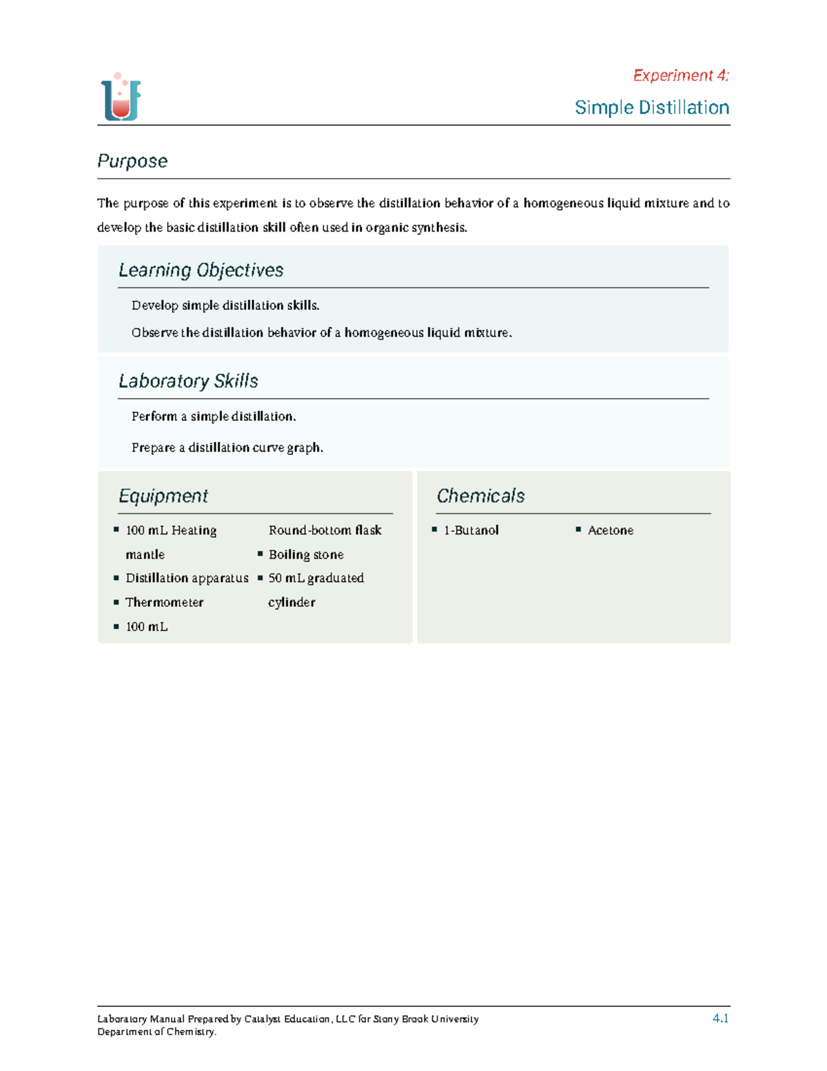 Procedure Experiment 4 Simple Distillation Purpose The purpose of