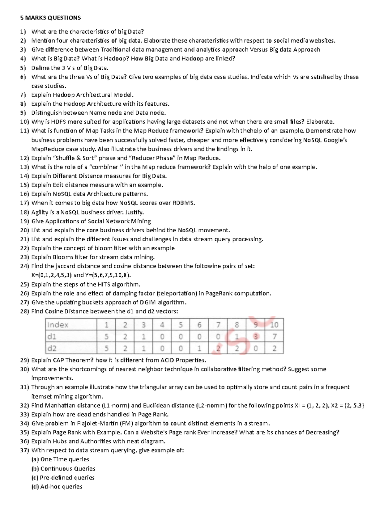 BDA QB - This is Question Bank for big data analysis some important QA ...