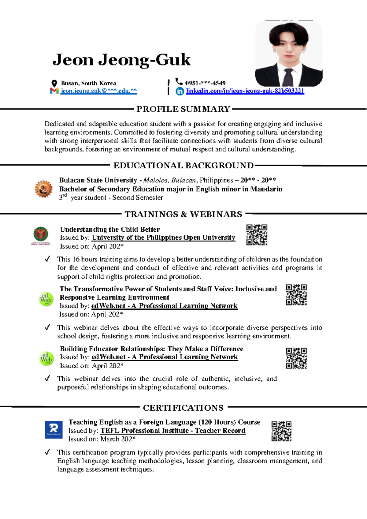 Resume FOR Students With Notes - Thumb 1200 1696 