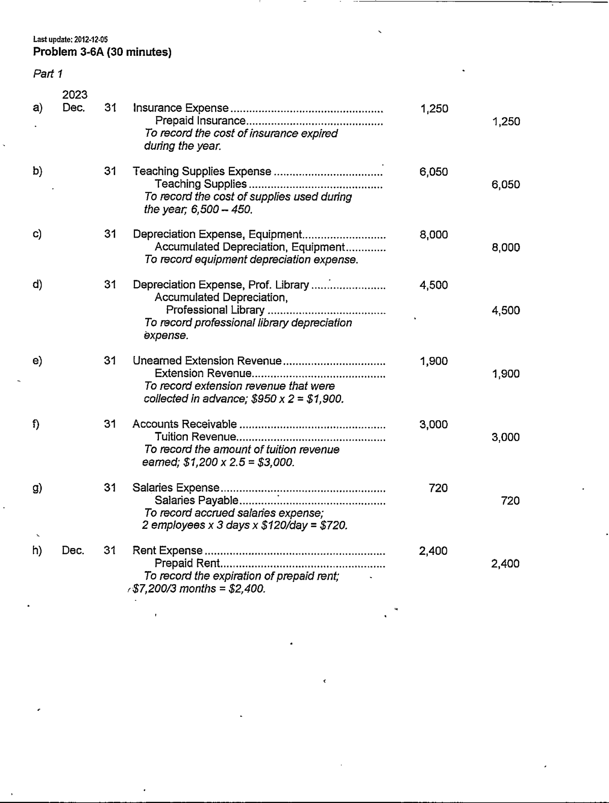 Final Problem Solutions Chapter 3 - ACCT 1010 - Studocu