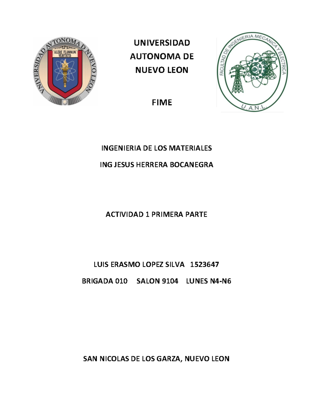 actividad 1 Mecanica - UNIVERSIDAD AUTONOMA DE NUEVO LEON FIME ...