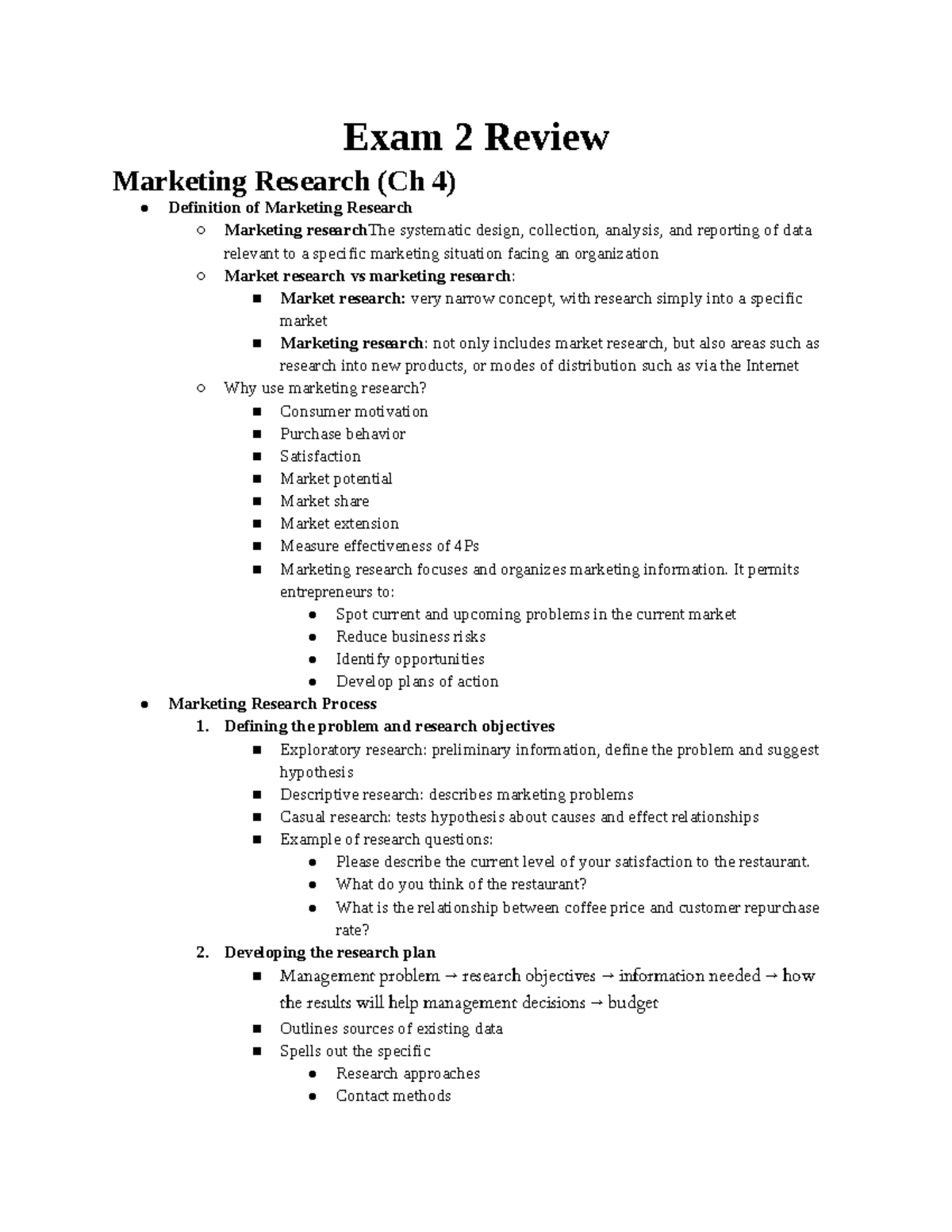 marketing research past exam papers