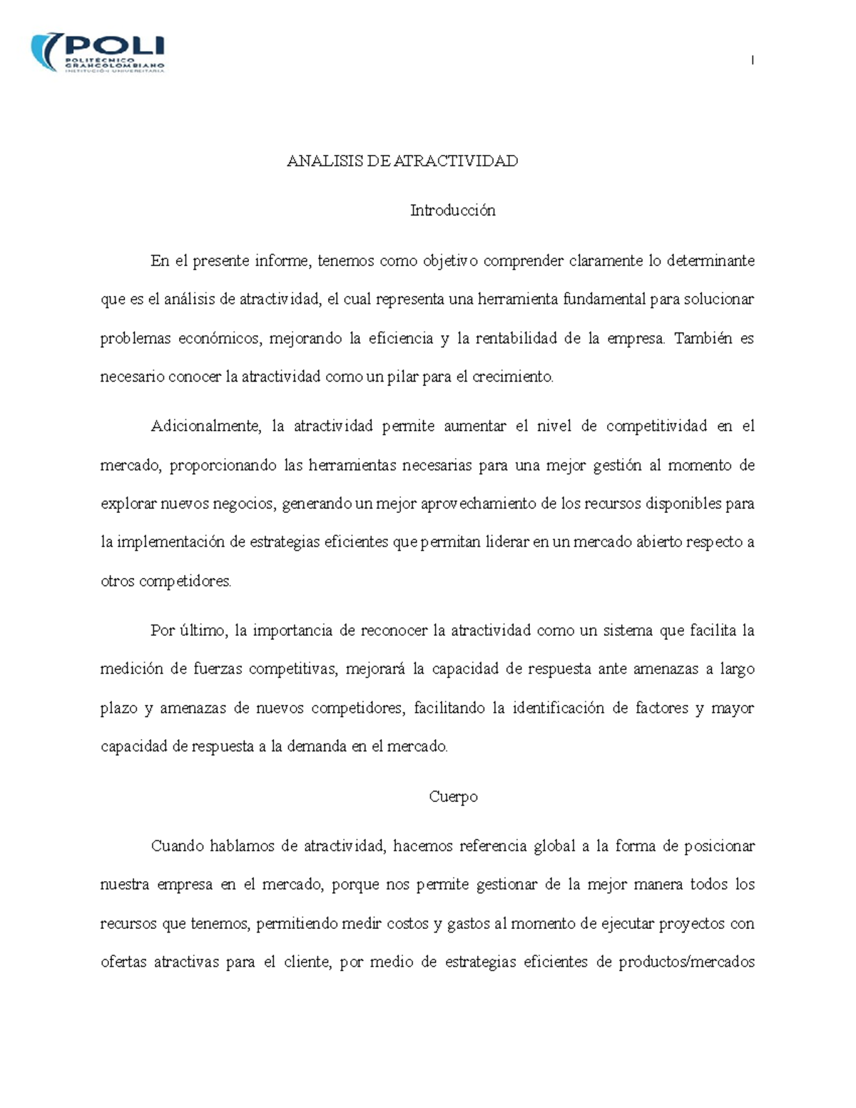 Analisis De Atractividad I Analisis De Atractividad Introducci N En El Presente Informe