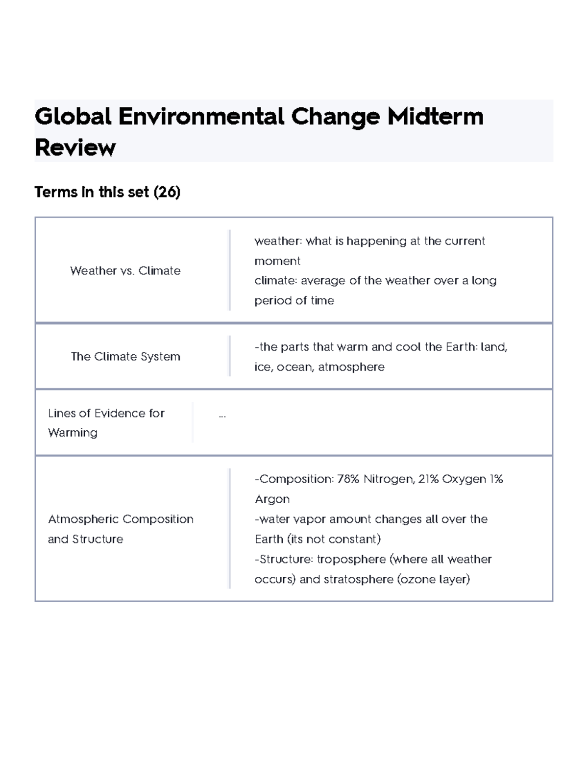 Global Environmental Change Midterm Review Flashcards Quizlet - Global ...