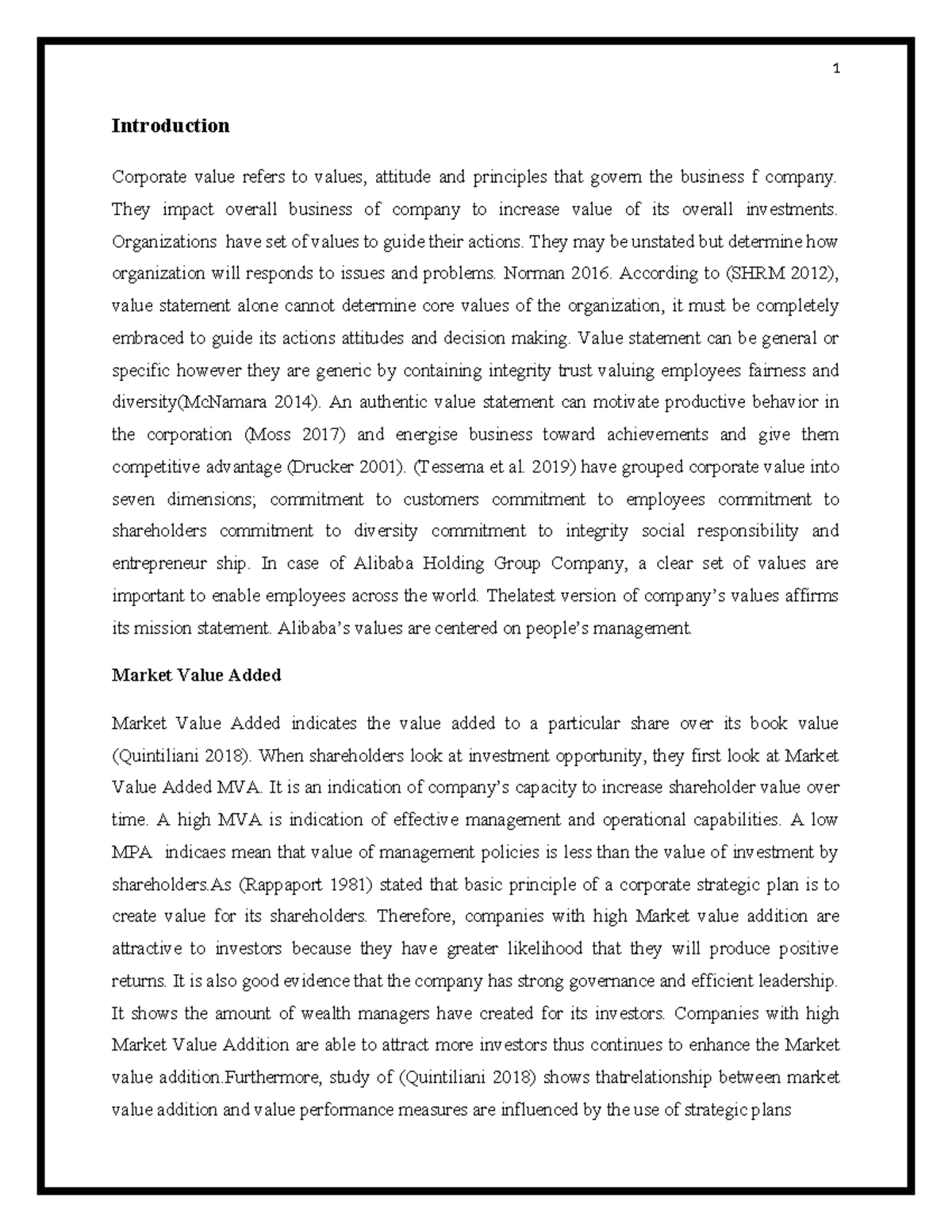 Introduction - Finance - Introduction Corporate value refers to values ...