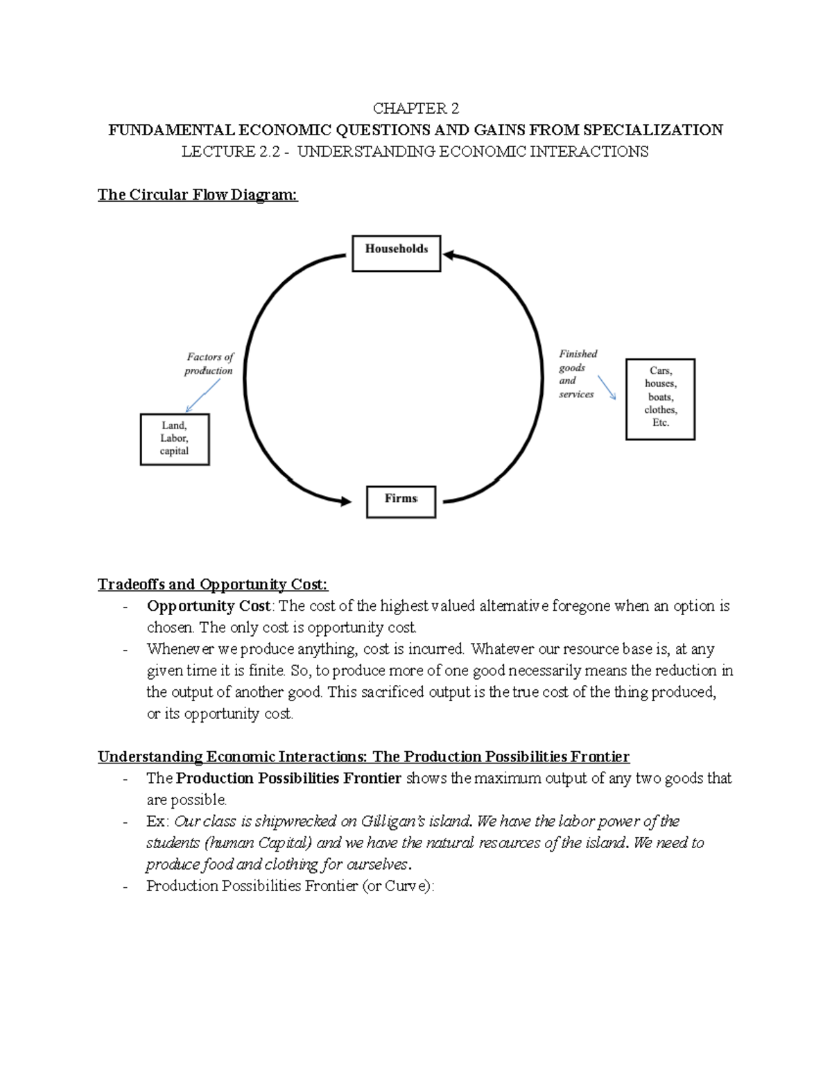 Econ Chap 2.2 Lecture Notes - CHAPTER 2 FUNDAMENTAL ECONOMIC QUESTIONS ...