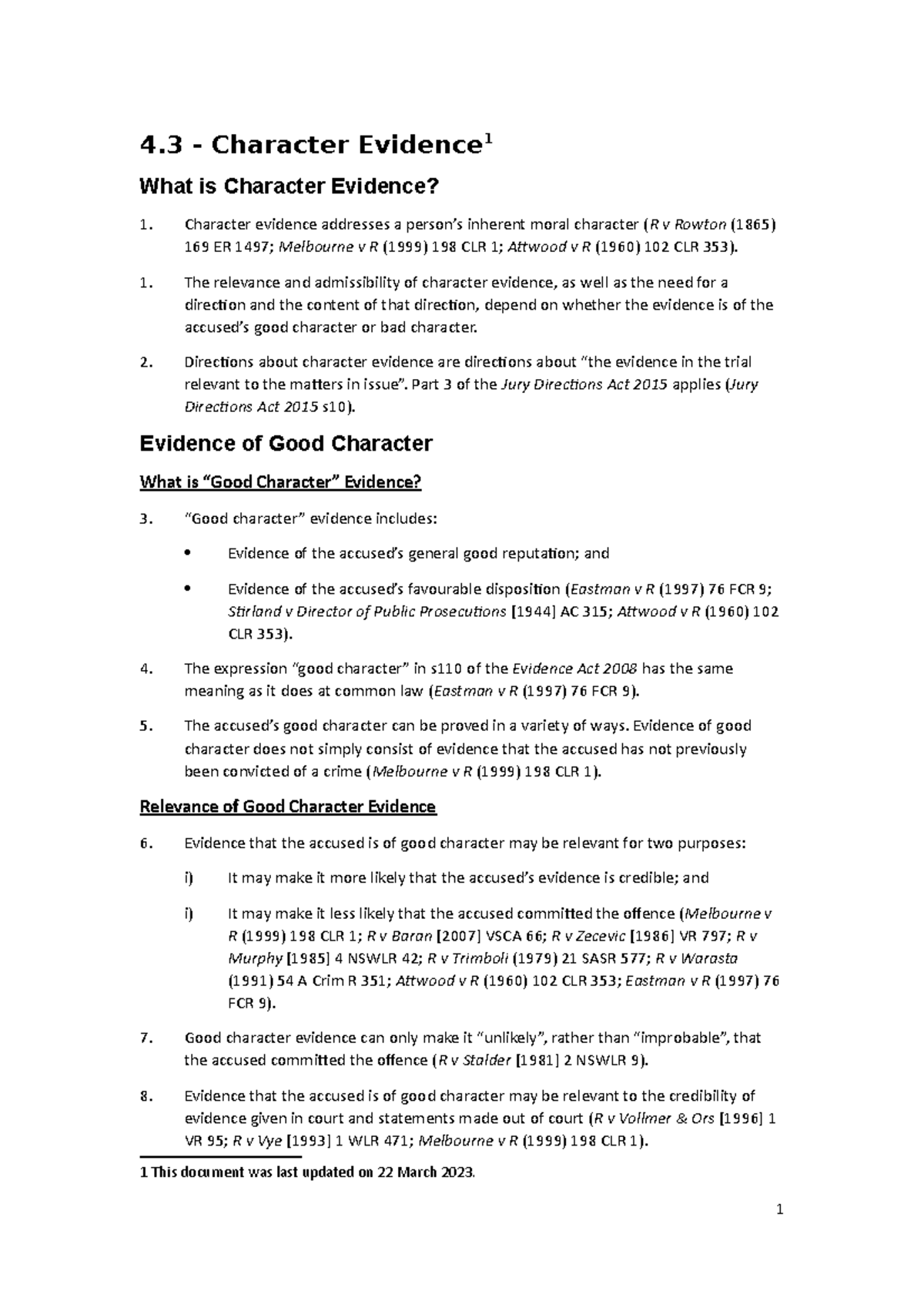 Character Evidence Extra Resource Notes 4 Character Evidence 1 What