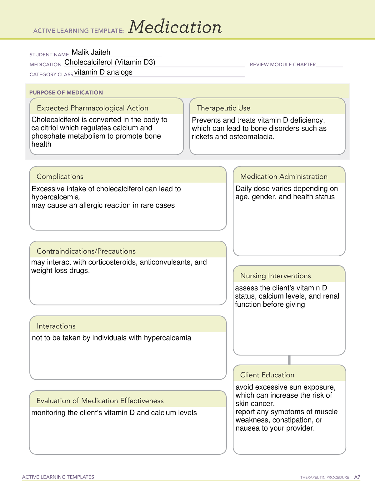 Cholecalciferol (Vitamin D3) - ACTIVE LEARNING TEMPLATES TherapeuTic ...