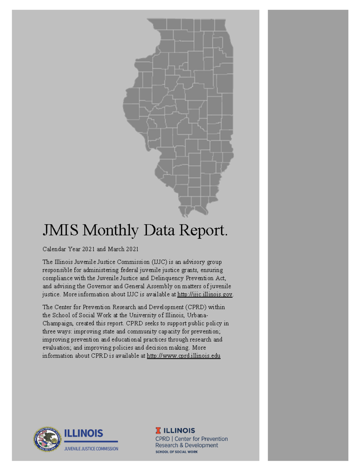 Data Monthly Report for Juv Detetion centers JMIS Monthly Data Report