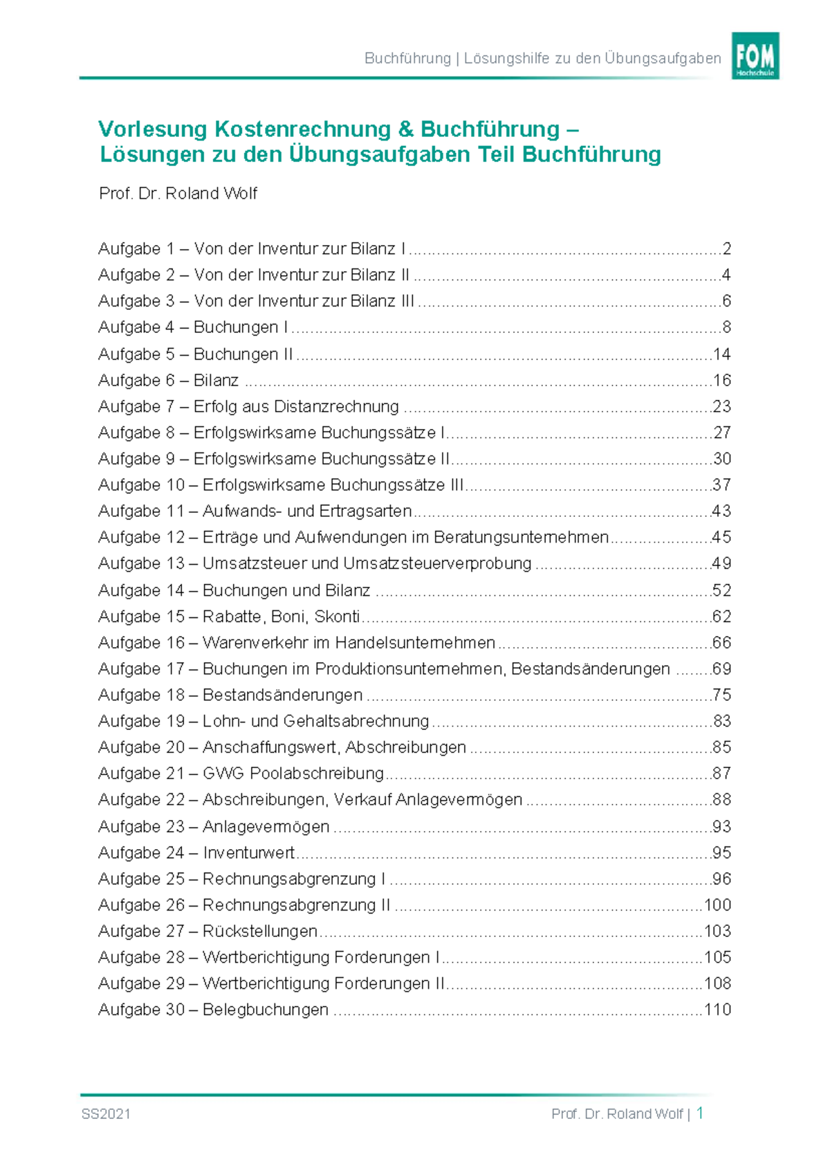 Lösungshilfe Ausführlich - Lösungen Zu Den Übungsaufgaben Teil ...